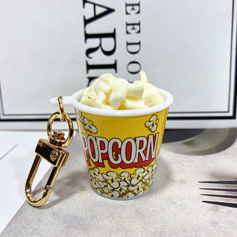 Simulation Food Snack Cup Popcorn Keychain Pendant MOQ≥2 DMF008