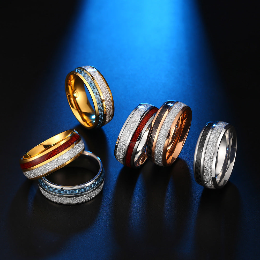 Titanium Steel Inlaid Silver Foil Ring  Minimum order quantity ≥ 2 MIC-QianF001