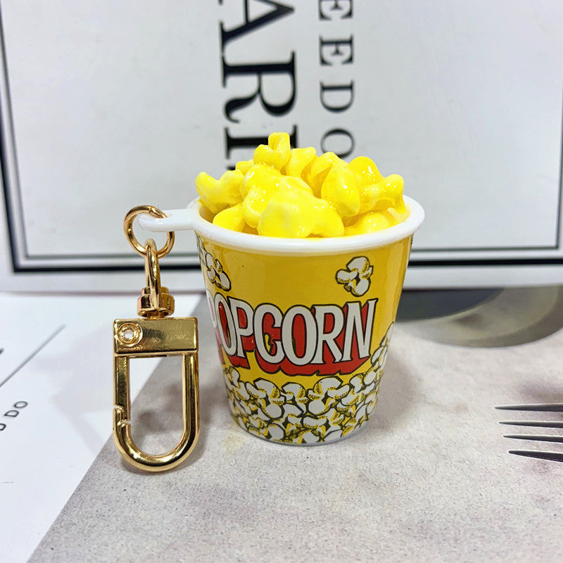 Simulation Food Snack Cup Popcorn Keychain Pendant MOQ≥2 DMF008