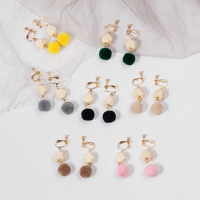 Alloy splicing multi-color fur ball earrings MIC-MDD115