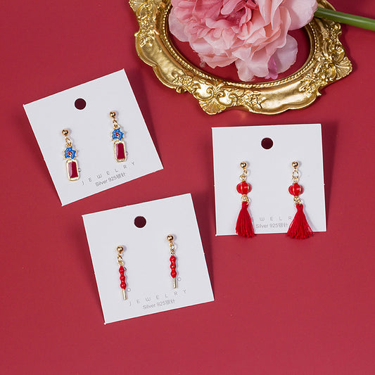 Alloy red firecracker Tomatoes on sticks earrings MIC-MDD028