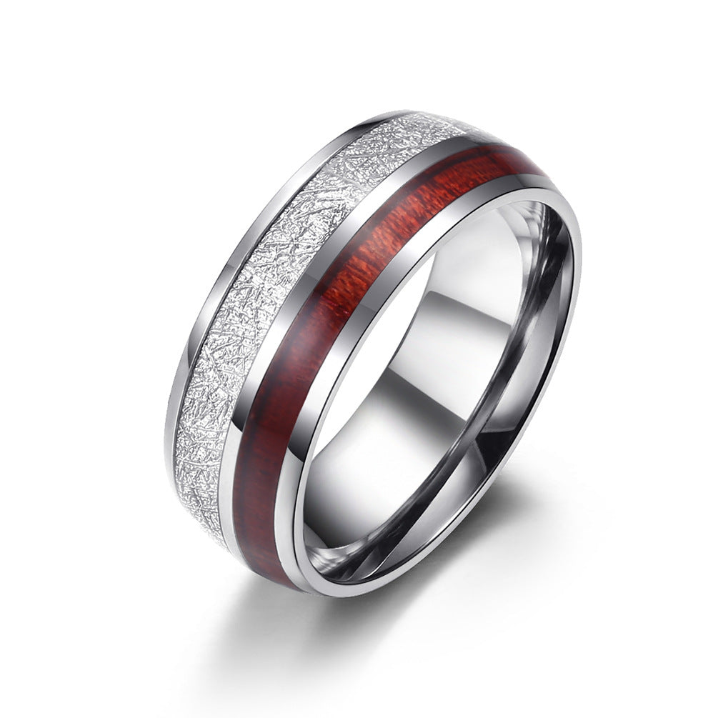 Titanium Steel Inlaid Silver Foil Ring  Minimum order quantity ≥ 2 MIC-QianF001