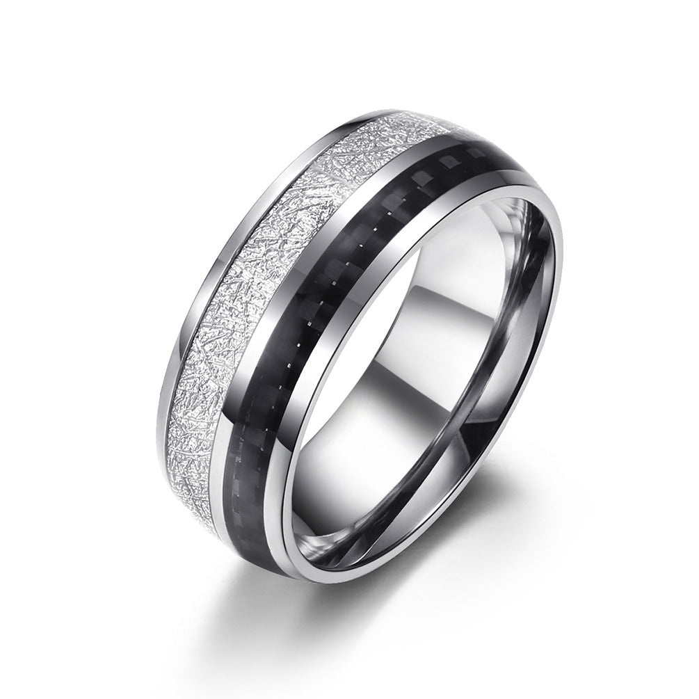 Titanium Steel Inlaid Silver Foil Ring  Minimum order quantity ≥ 2 MIC-QianF001