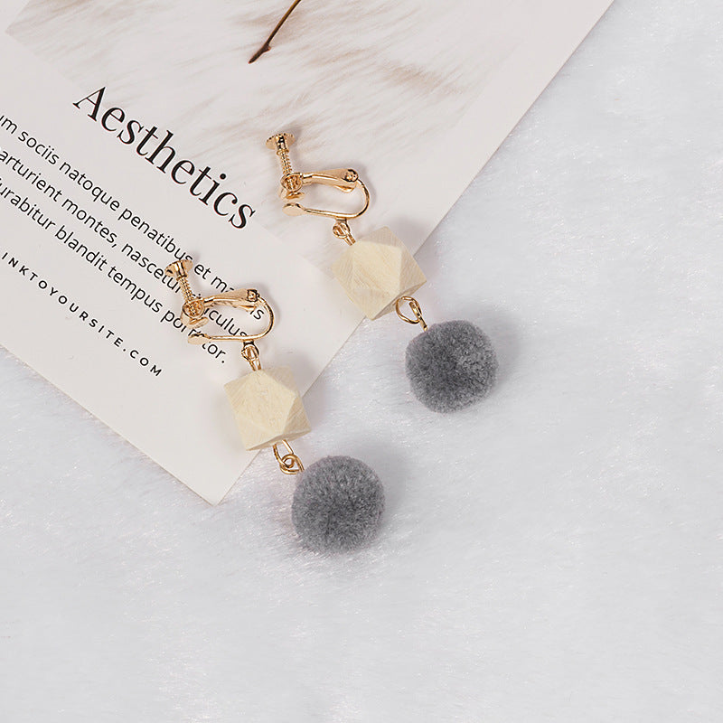 Alloy splicing multi-color fur ball earrings MIC-MDD115