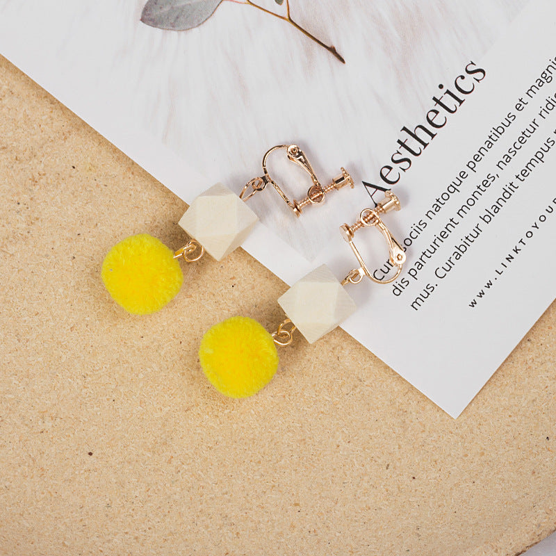 Alloy splicing multi-color fur ball earrings MIC-MDD115