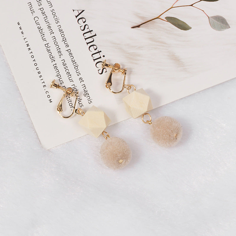 Alloy splicing multi-color fur ball earrings MIC-MDD115