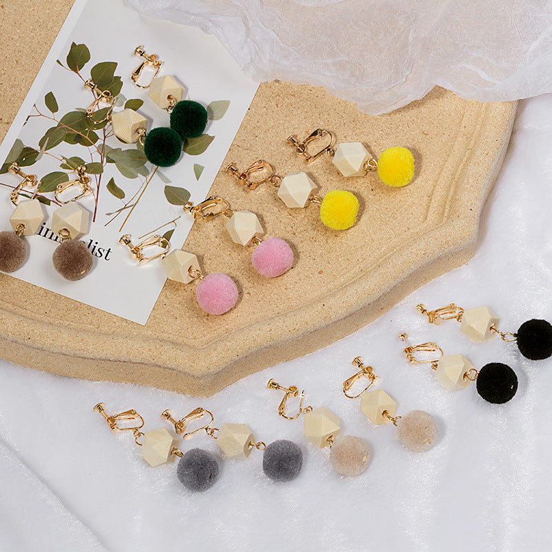 Alloy splicing multi-color fur ball earrings MIC-MDD115