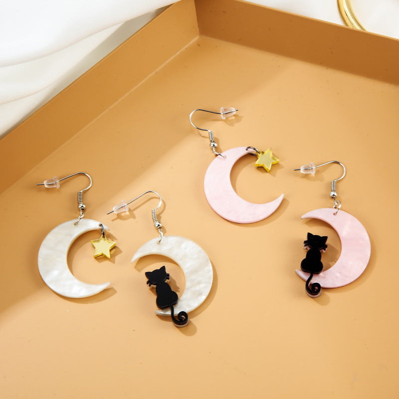 Acrylic Cat Star Man Little Cat Earrings MIC-XueP120