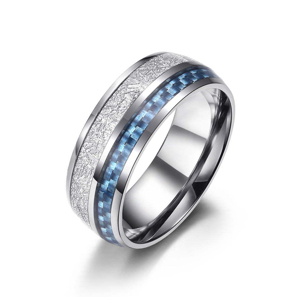 Titanium Steel Inlaid Silver Foil Ring  Minimum order quantity ≥ 2 MIC-QianF001