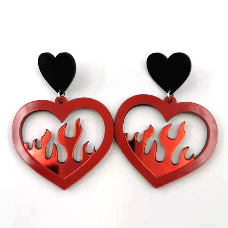 Acrylic Love Flame Flame Earrings MIC-ChouD006