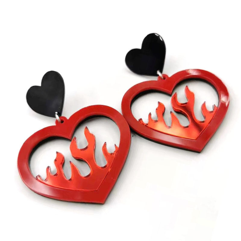 Acrylic Love Flame Flame Earrings MIC-ChouD006