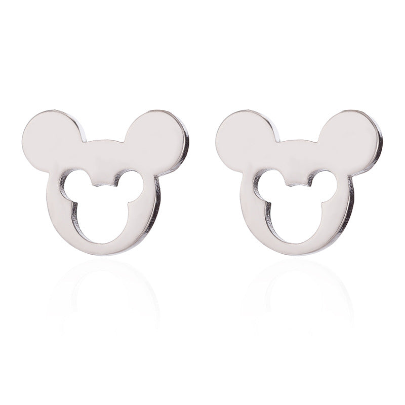 Silver (M)Stainless Steel Stud Earrings （F）SS004