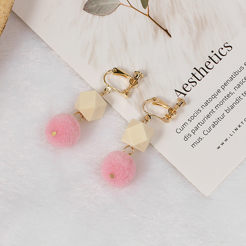 Alloy splicing multi-color fur ball earrings MIC-MDD115