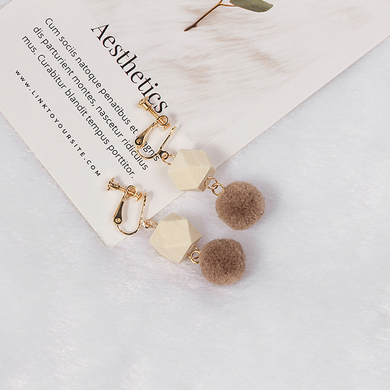 Alloy splicing multi-color fur ball earrings MIC-MDD115