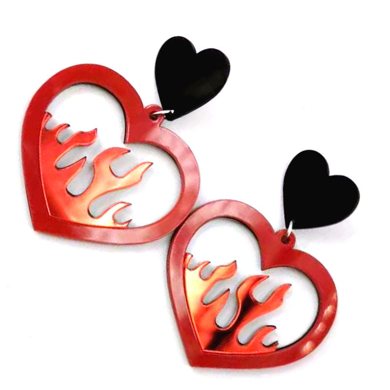 Acrylic Love Flame Flame Earrings MIC-ChouD006