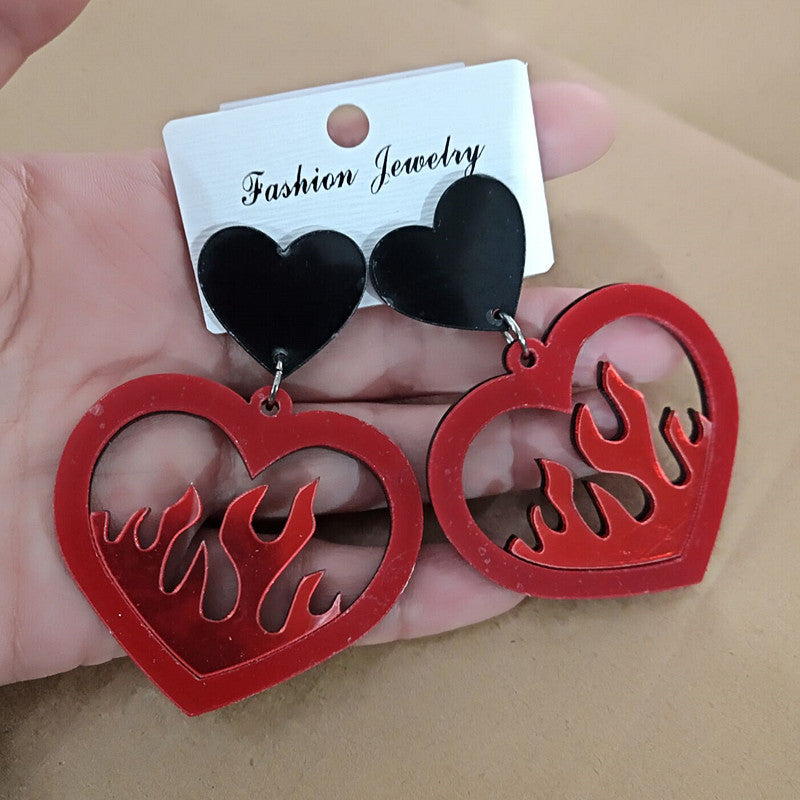 Acrylic Love Flame Flame Earrings MIC-ChouD006