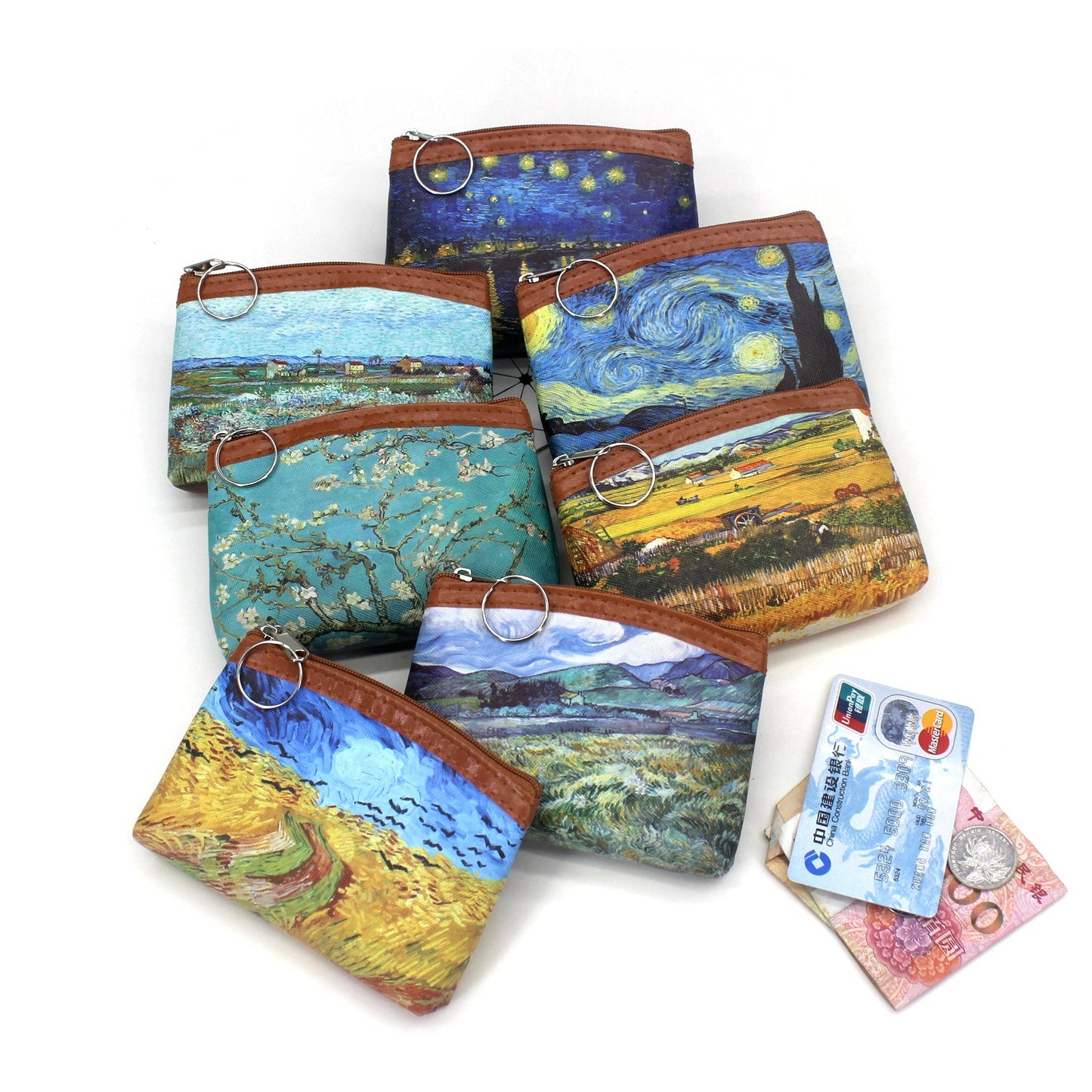 PU oil painting printed wallet MYA-QiW001