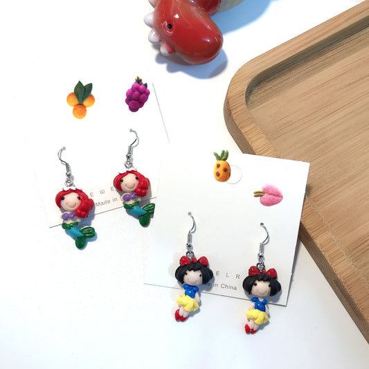 Resin cartoon character mermaid earrings MIC-JiX016