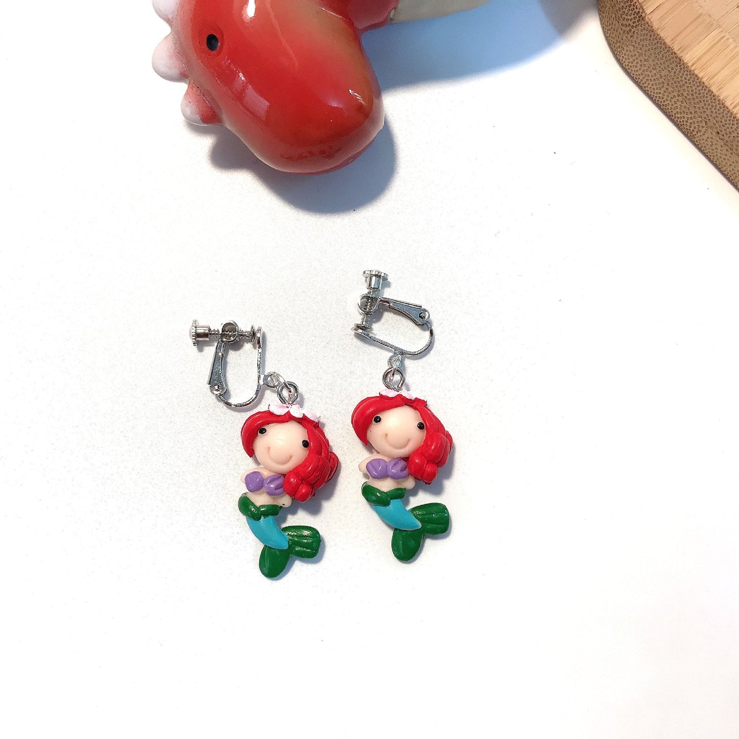 Resin cartoon character mermaid earrings MIC-JiX016