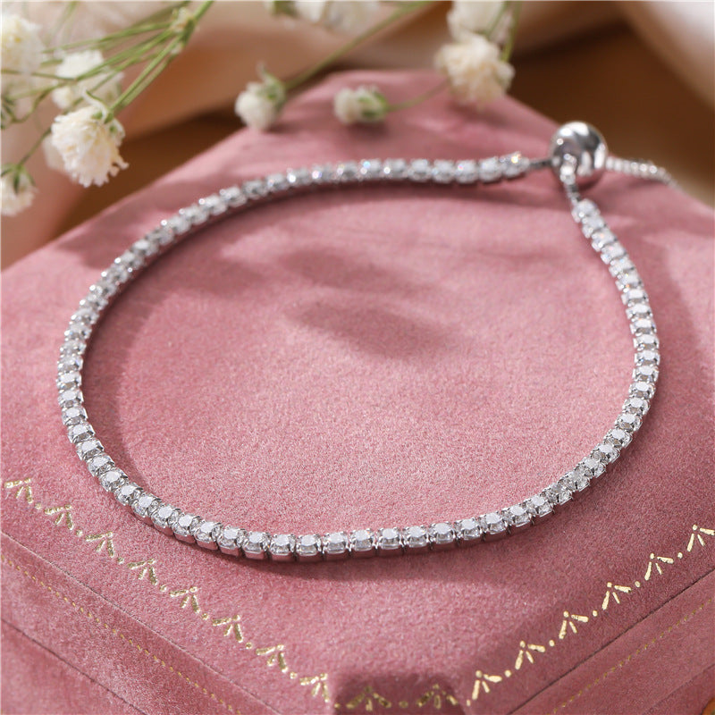 S925 sterling silver with a row of zircon bracelets full of diamonds US-JiaY022