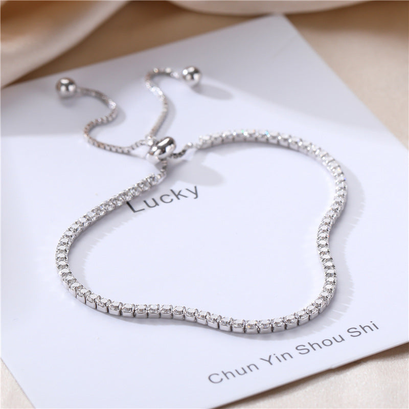 S925 sterling silver with a row of zircon bracelets full of diamonds US-JiaY022