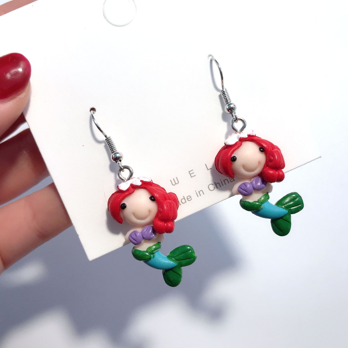 Resin cartoon character mermaid earrings MIC-JiX016