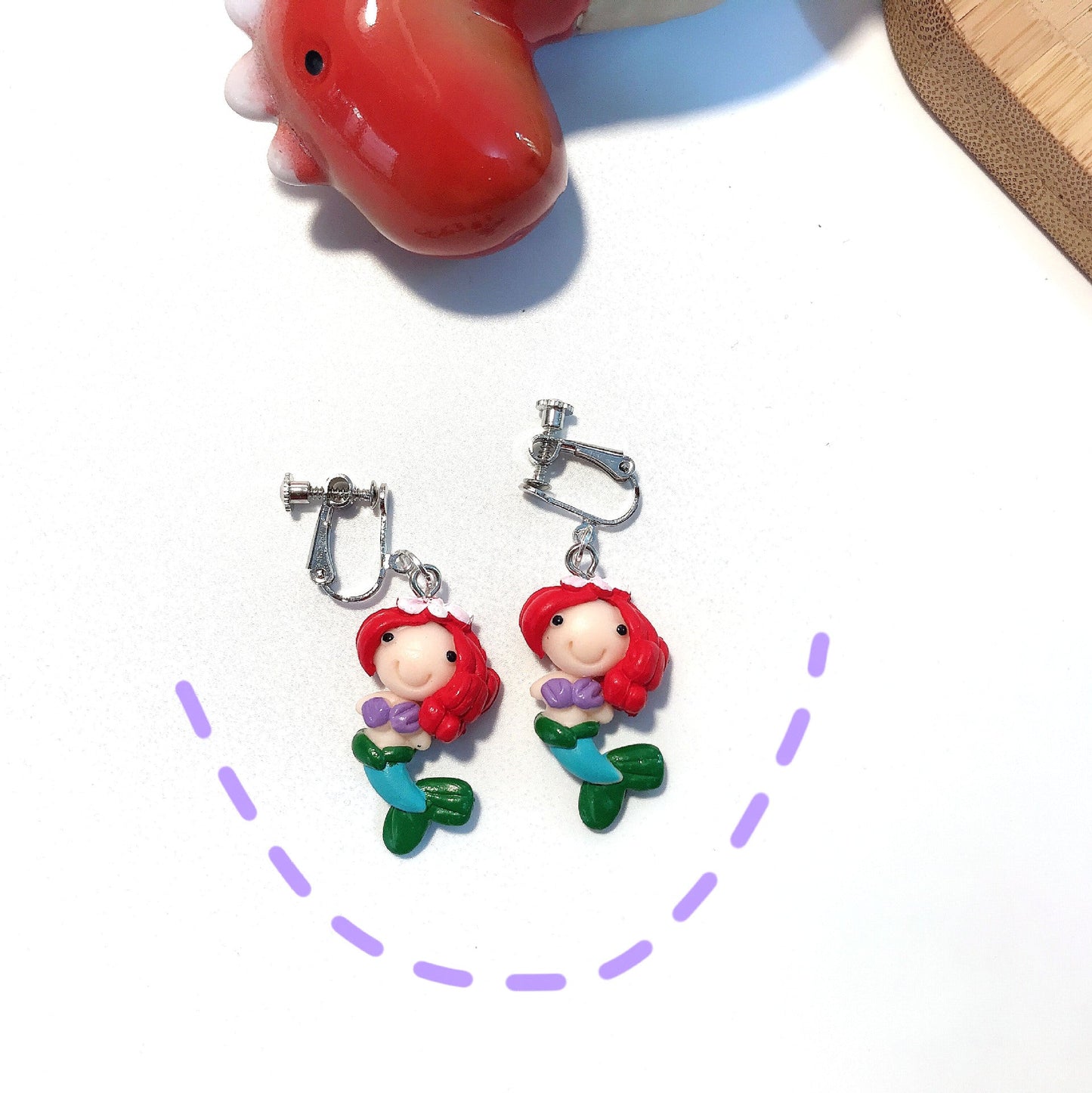 Resin cartoon character mermaid earrings MIC-JiX016