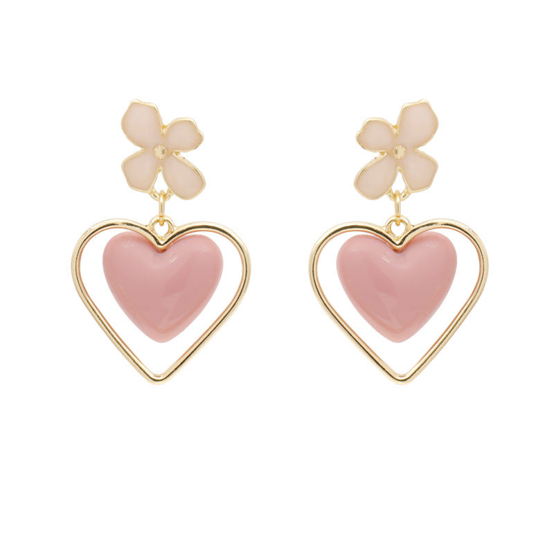 Acrylic Drip Oil Flower Peach Heart Earrings MIC-FeiF001