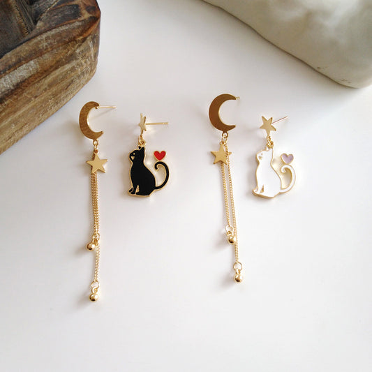 Alloy Asymmetric Star Moon Earrings MIC-BAOY052