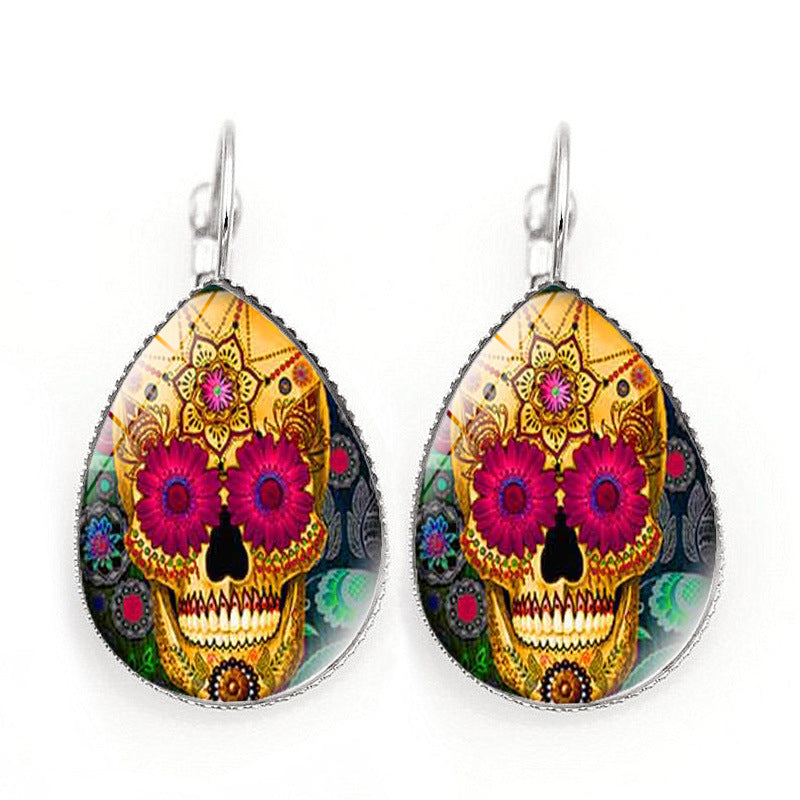 Skull gemstone earrings MIC-JiaY002