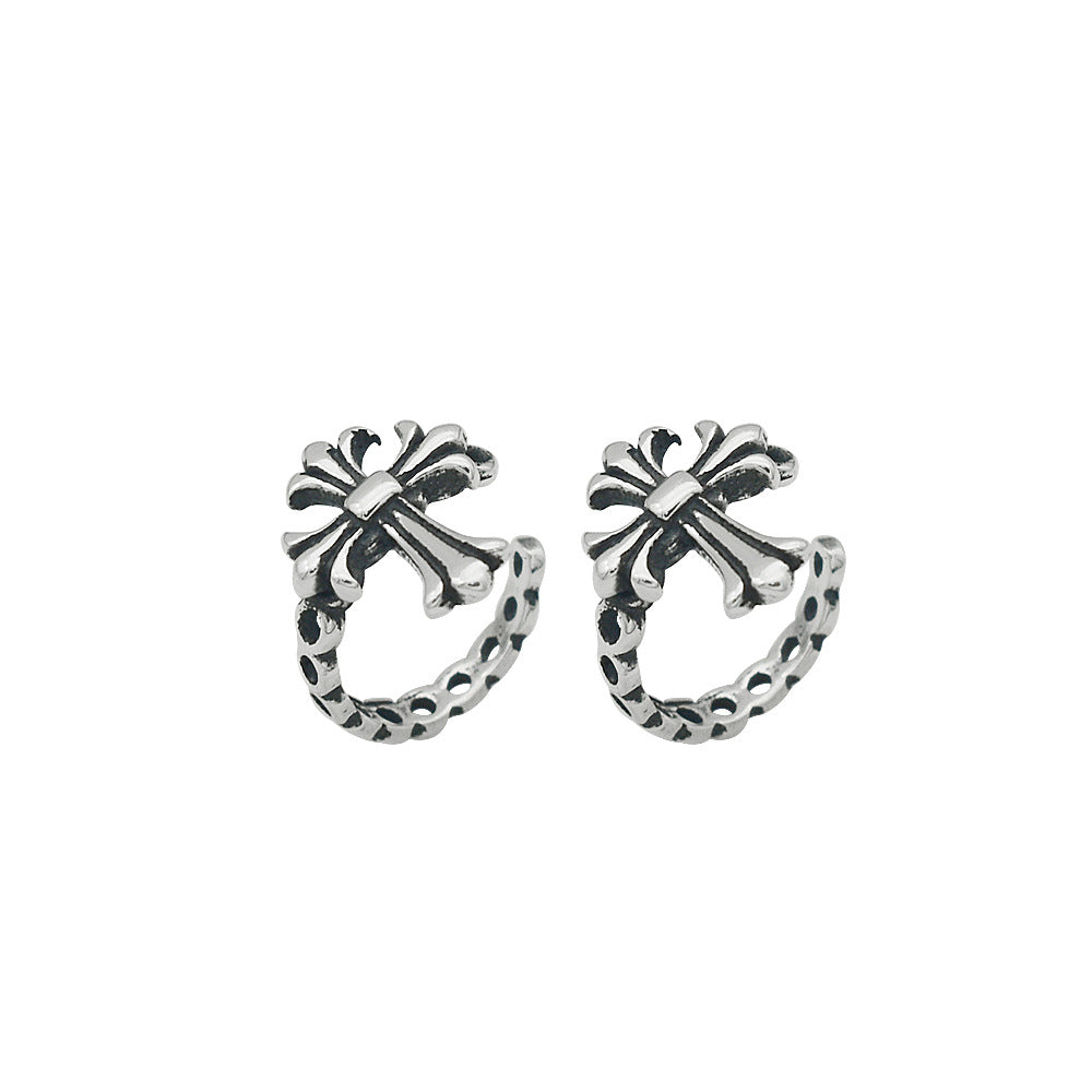 S925 Sterling silver cross earrings MIC-DeL009