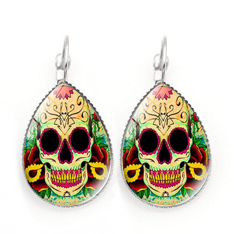 Skull gemstone earrings MIC-JiaY002