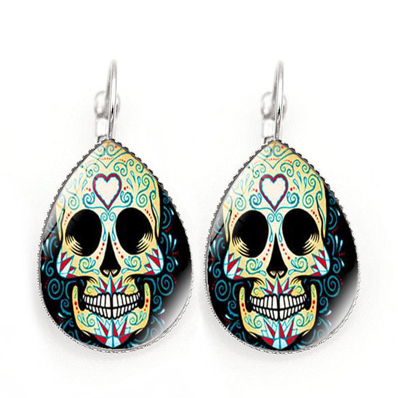 Skull gemstone earrings MIC-JiaY002