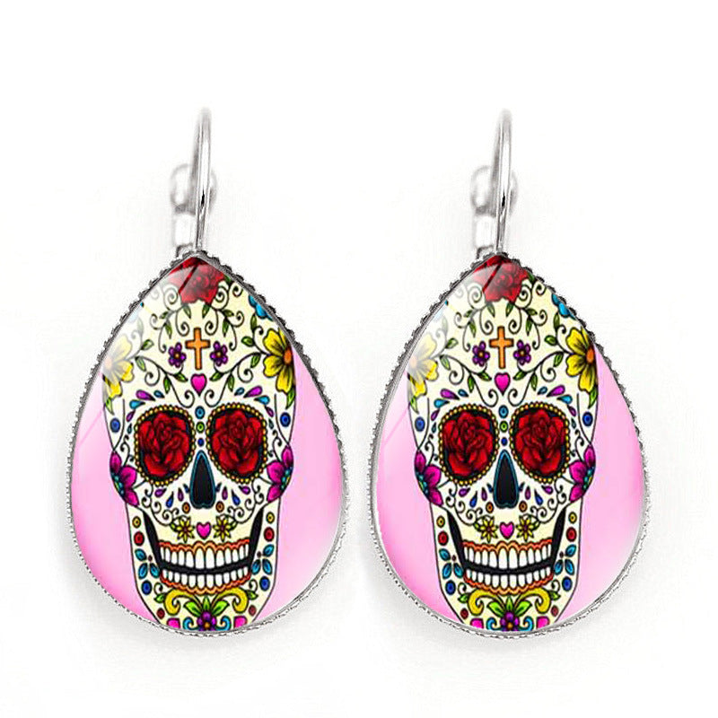 Skull gemstone earrings MIC-JiaY002