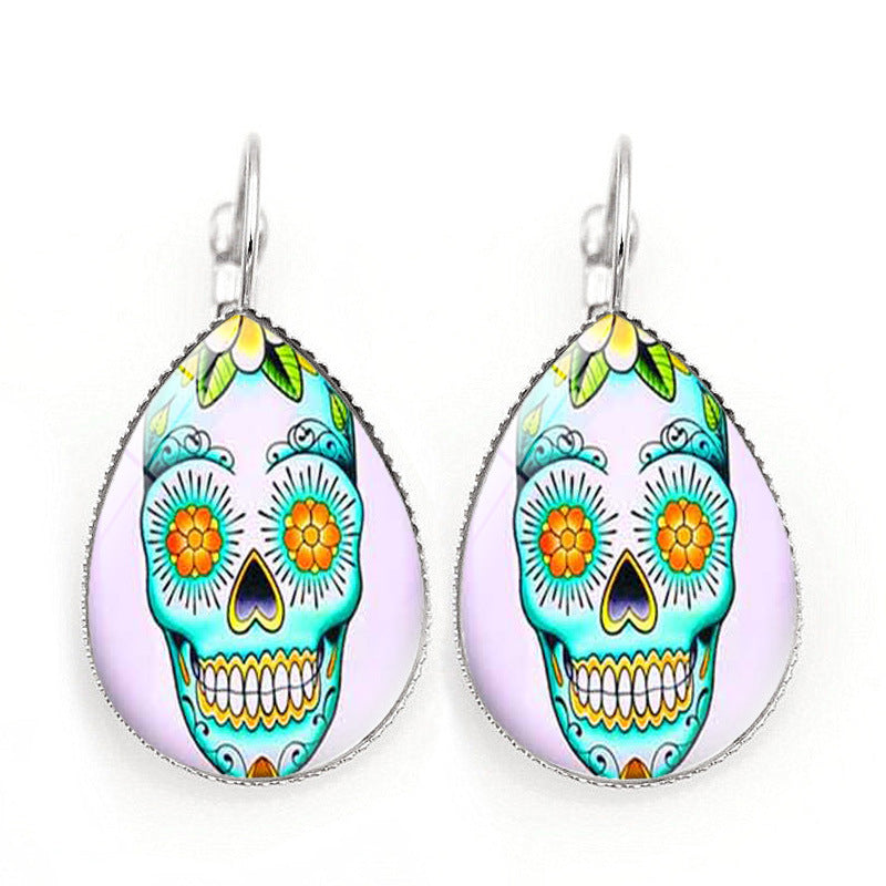 Skull gemstone earrings MIC-JiaY002