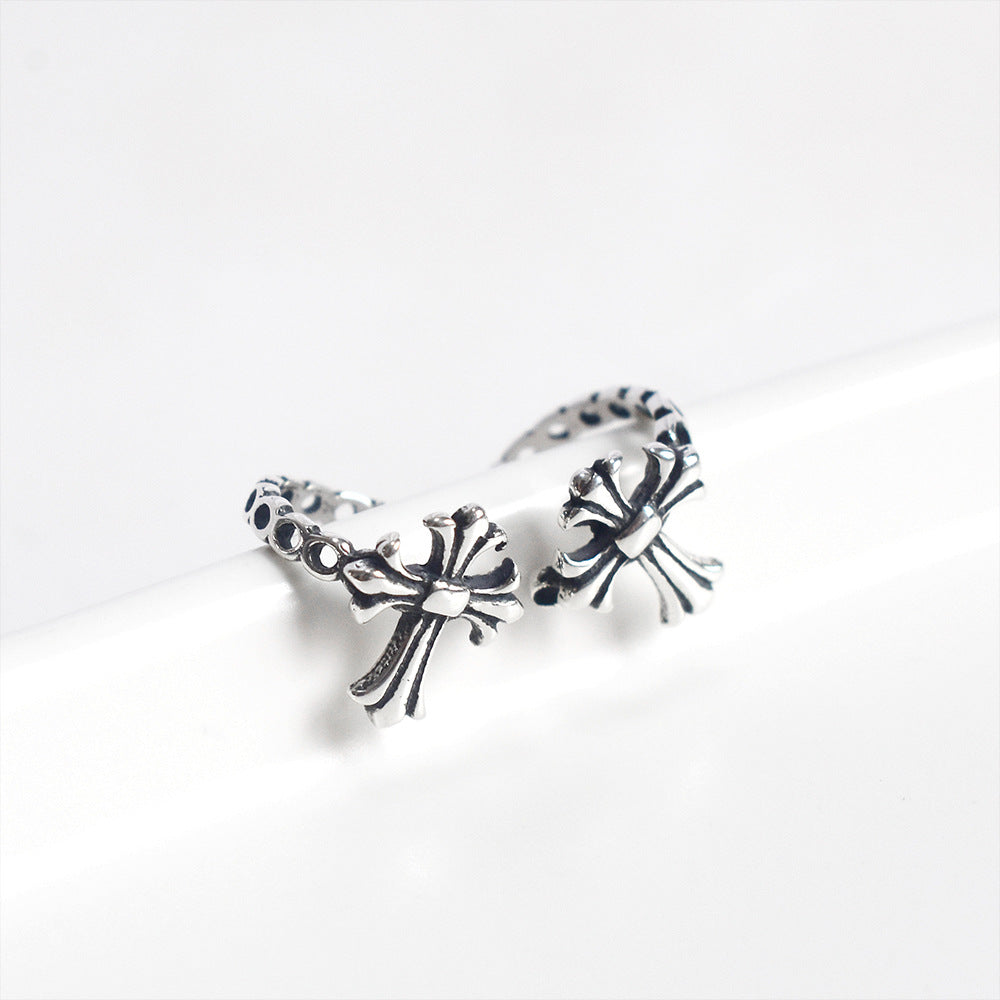 S925 Sterling silver cross earrings MIC-DeL009