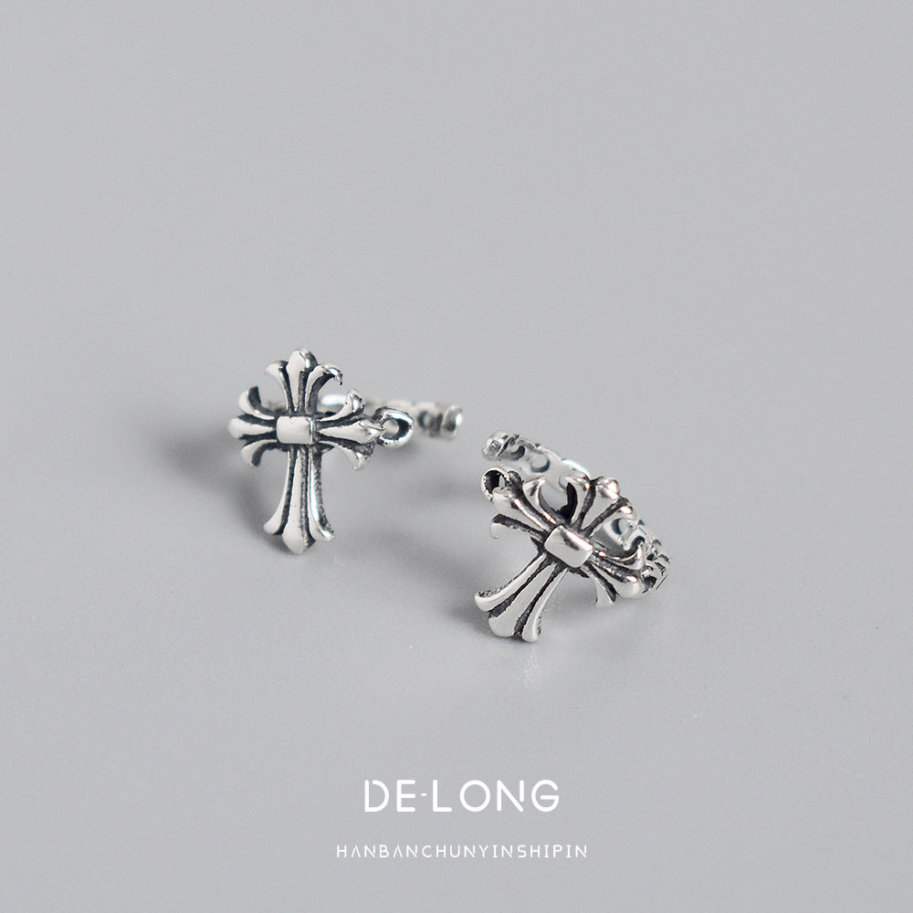 S925 Sterling silver cross earrings MIC-DeL009