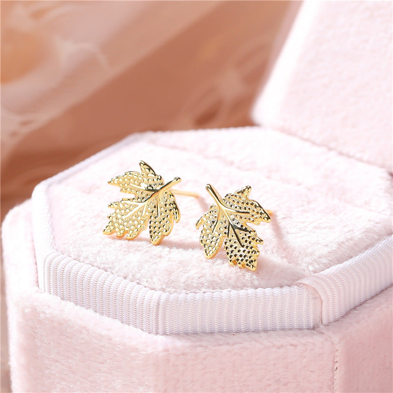 S925 sterling silver maple leaf earrings US-JiaY016