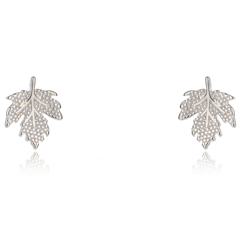 S925 sterling silver maple leaf earrings US-JiaY016