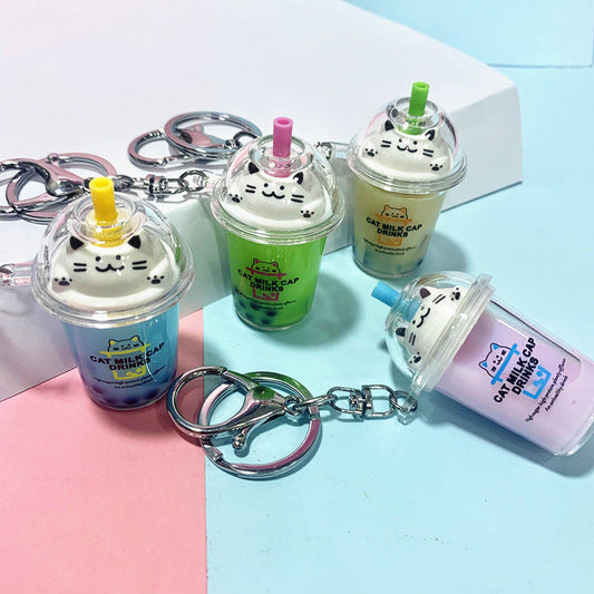 Keychains Acrylic Cute Cat Bubble Tea Minimo de compra 2 DMF035