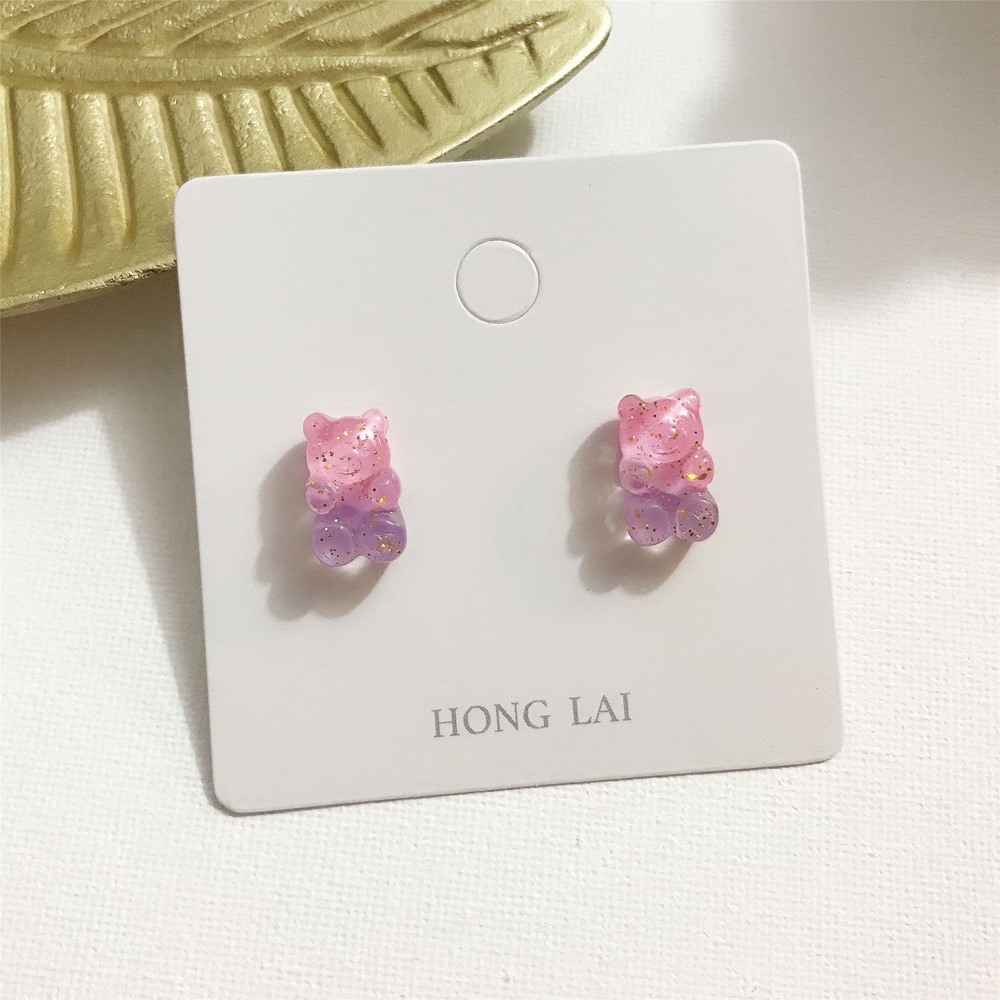 Resin candy color bear earrings MIC-JiX019