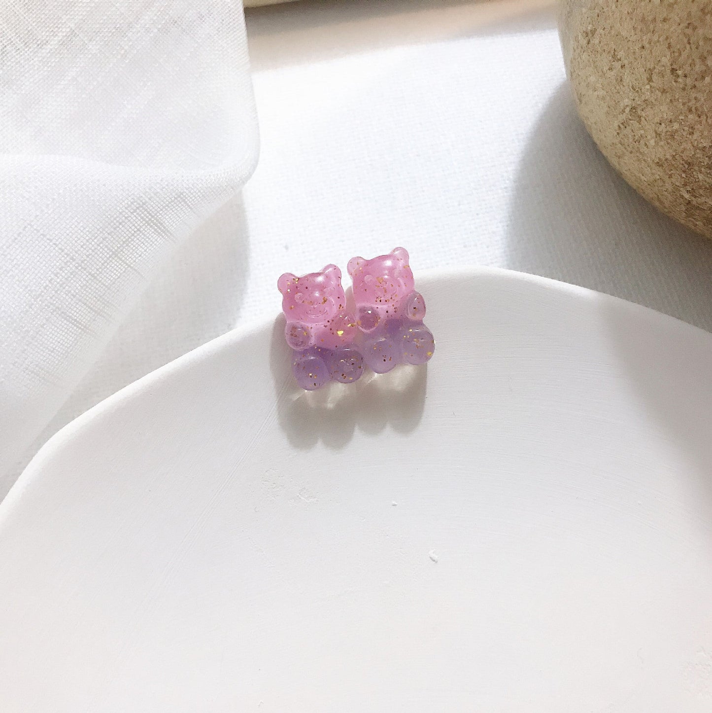 Resin candy color bear earrings MIC-JiX019