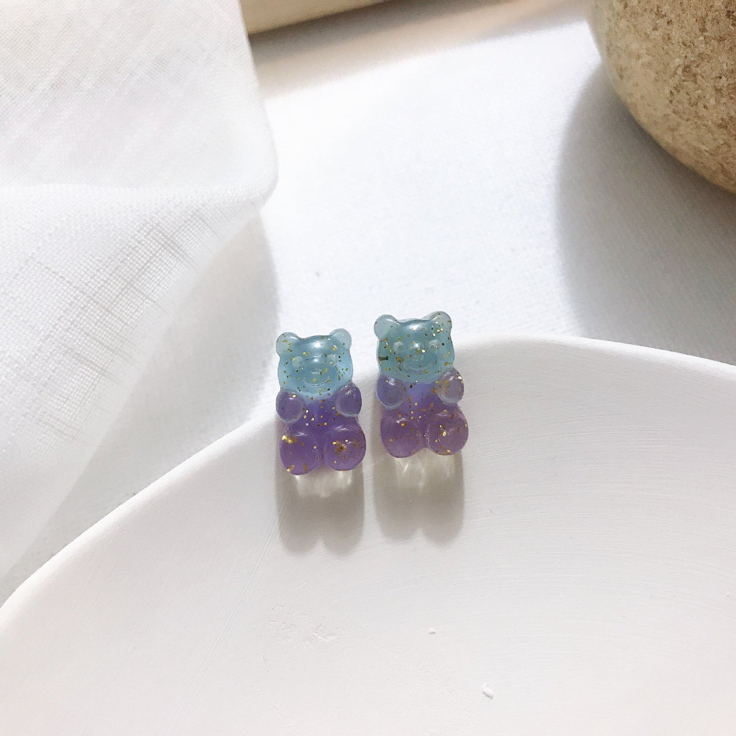 Resin candy color bear earrings MIC-JiX019