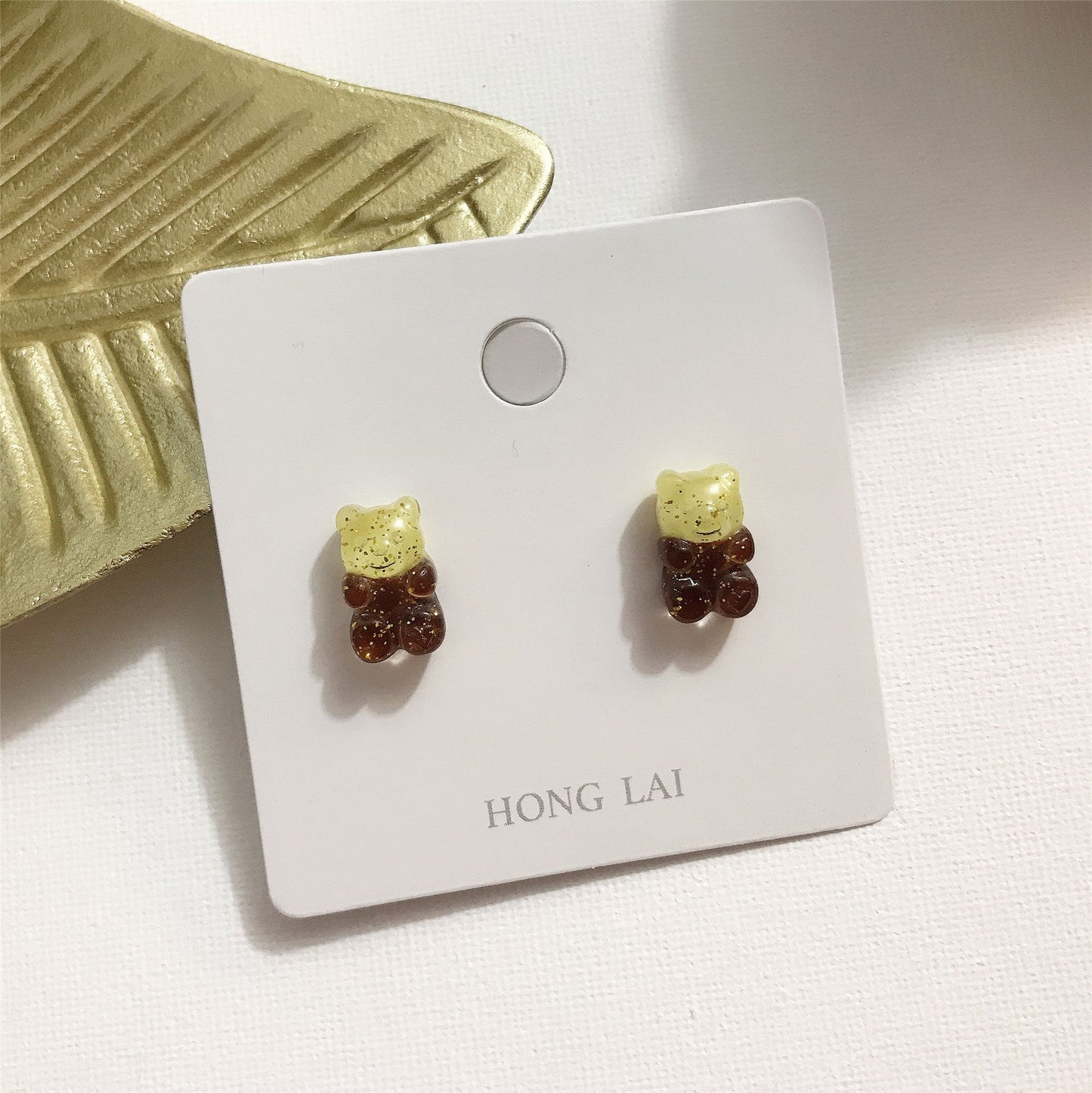 Resin candy color bear earrings MIC-JiX019