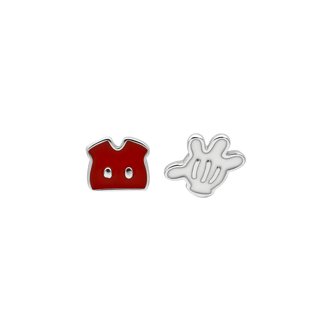 S925 Sterling silver cartoon asymmetric earrings MIC-DeL004