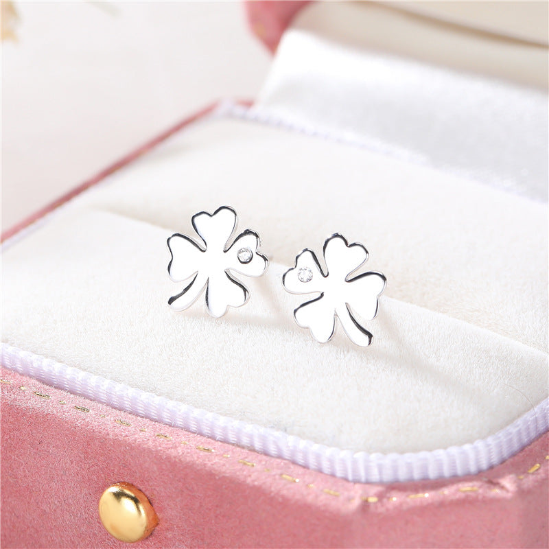 S925 sterling silver clover earrings US-JiaY014