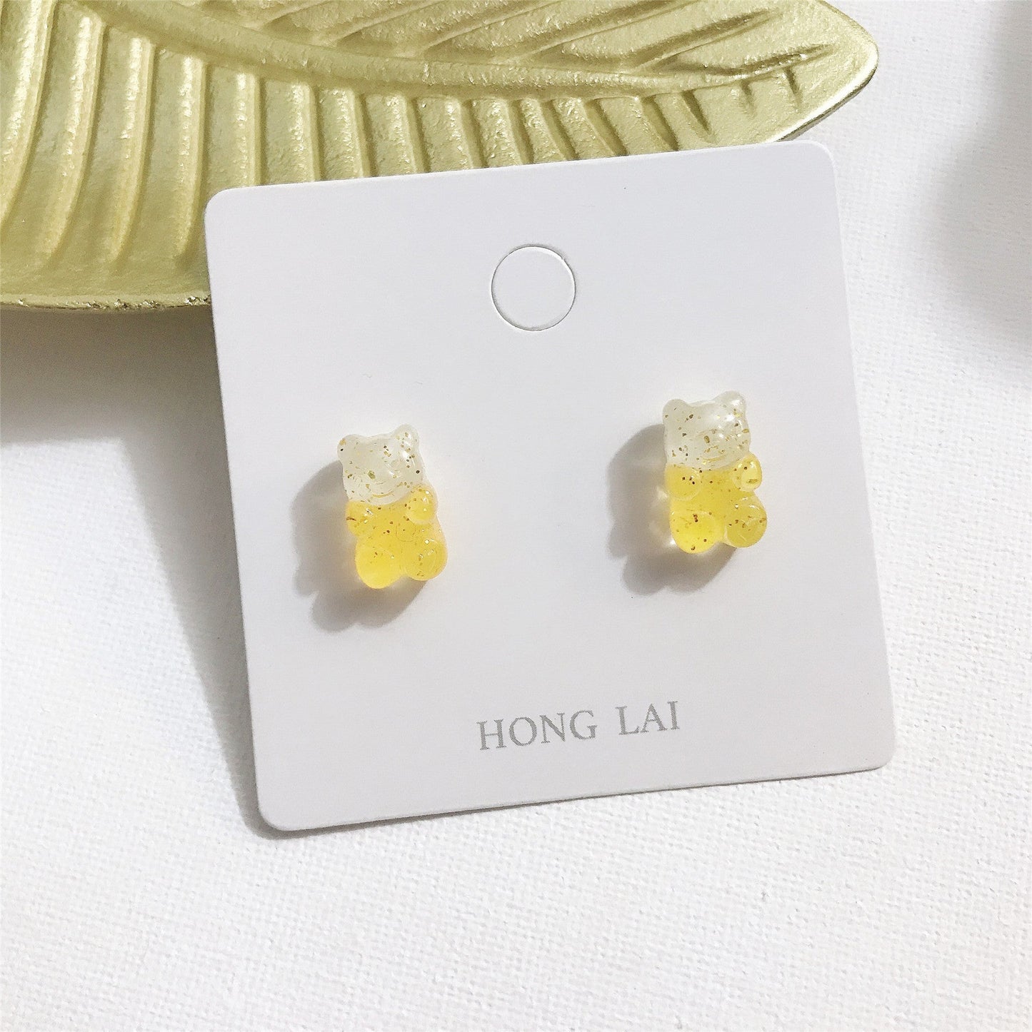 Resin candy color bear earrings MIC-JiX019