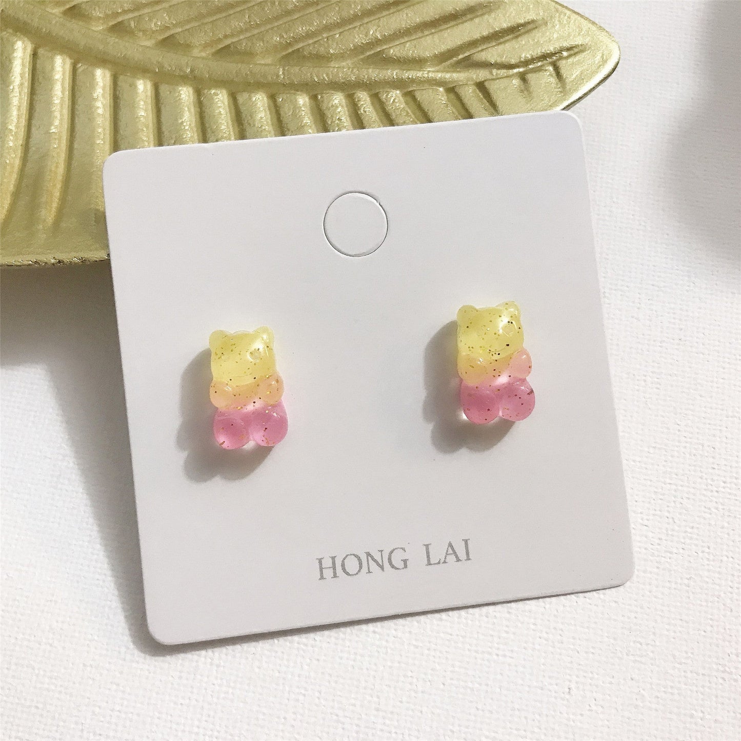 Resin candy color bear earrings MIC-JiX019