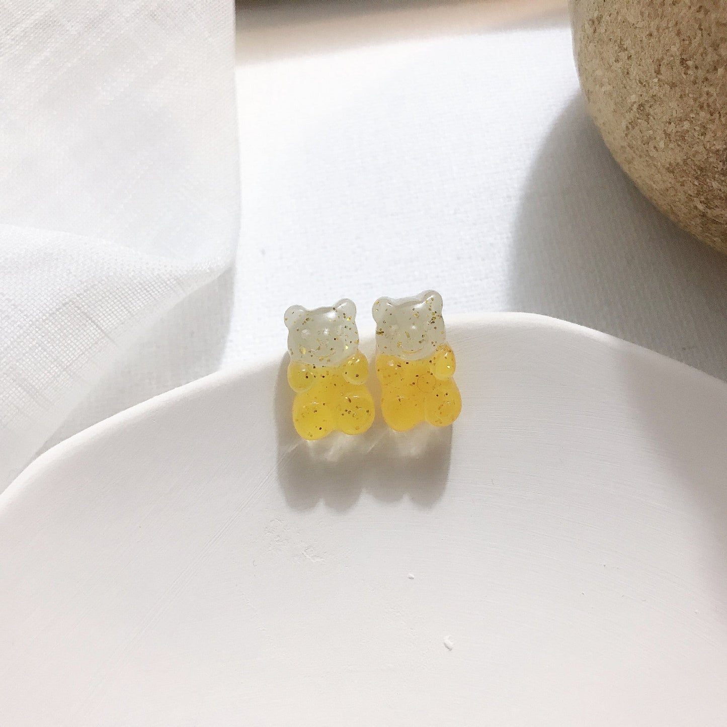 Resin candy color bear earrings MIC-JiX019