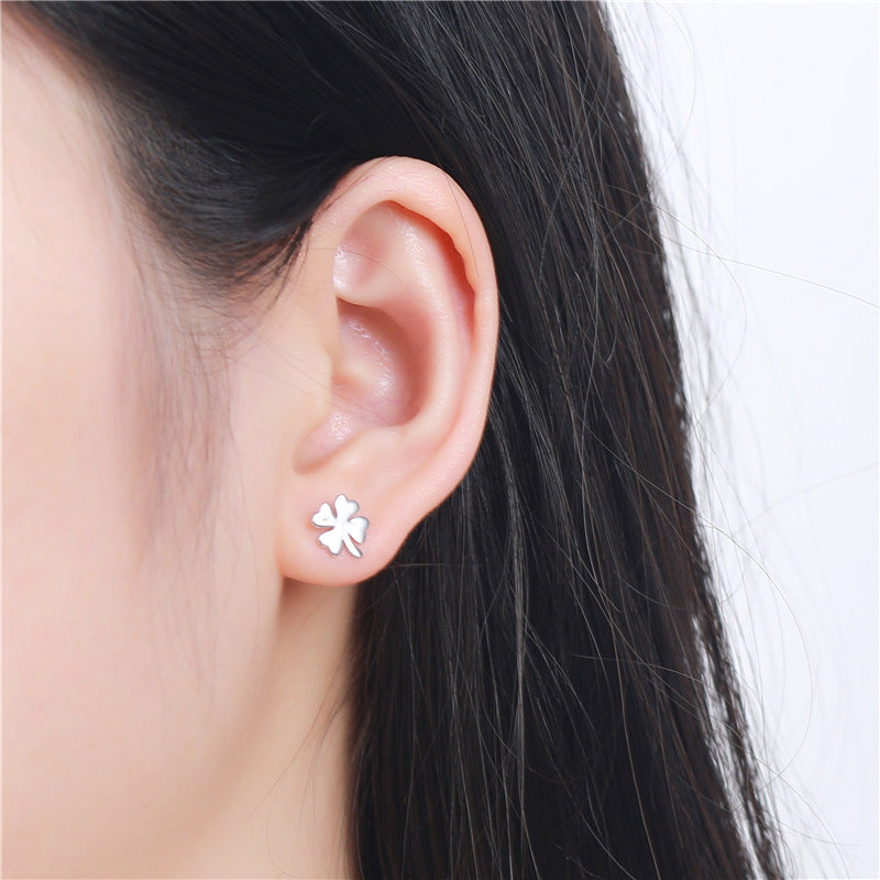 S925 sterling silver clover earrings US-JiaY014